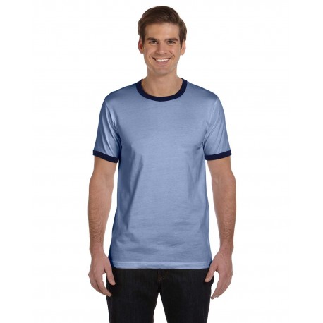 3055C Bella + Canvas 3055C Men's Jersey Short-Sleeve Ringer T-Shirt HTHR BLUE/NAVY