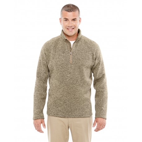 DG792 Devon & Jones DG792 Adult Bristol Sweater Fleece Quarter-Zip KHAKI HEATHER