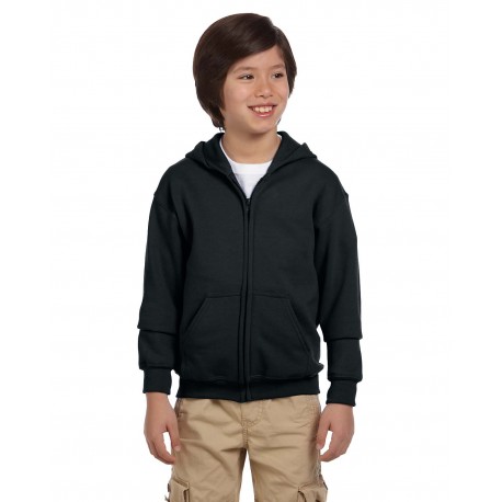 G186B Gildan G186B Youth Heavy Blend 50/50 Full-Zip Hooded Sweatshirt BLACK