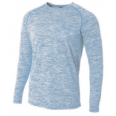 N3305 A4 N3305 Adult Space Dye Long Sleeve Raglan T-Shirt LIGHT BLUE