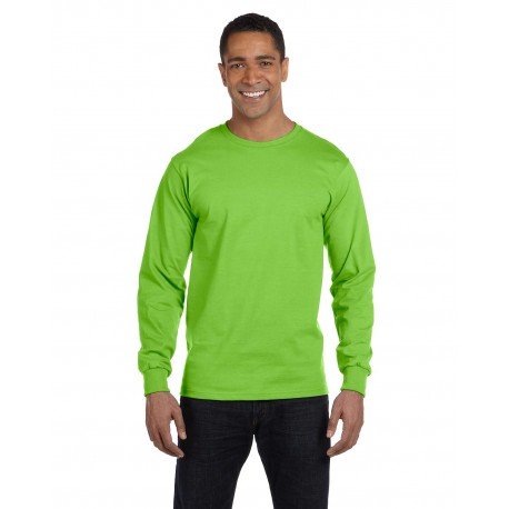 5186 Hanes 5186 Adult Long-Sleeve Beefy-T  LIME