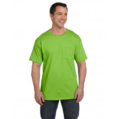 5190P Hanes 5190P Adult Beefy-T With Pocket LIME