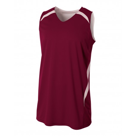N2372 A4 N2372 Adult Performance Double/Double Reversible Basketball Jersey MAROON WHITE