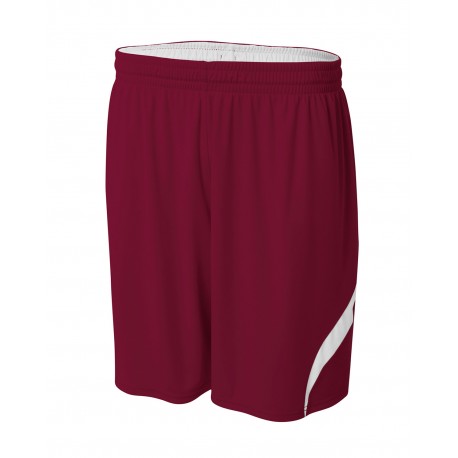 NB5364 A4 NB5364 Youth Performance Double/Double Reversible Basketball Short MAROON WHITE