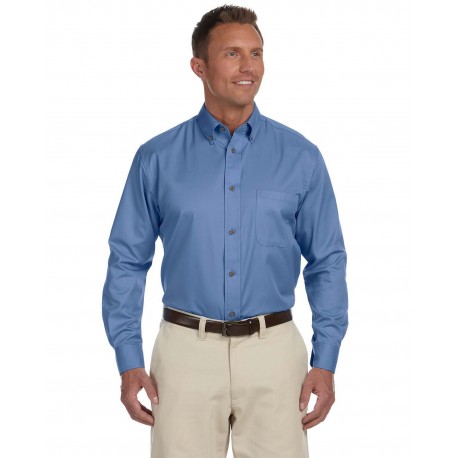 M500 Harriton M500 Men's Easy Blend Long-Sleeve Twill Shirt With Stain-Release NAUTICAL BLUE