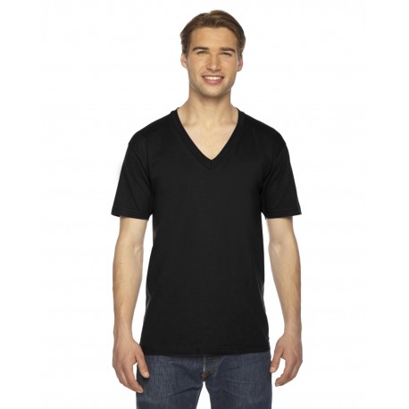 2456 American Apparel 2456 Unisex Usa Made Fine Jersey Short-Sleeve V-Neck T-Shirt BLACK