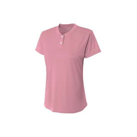 NW3143 A4 NW3143 Ladies' Tek 2-Button Henley Shirt PINK