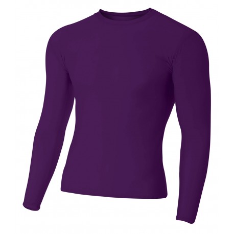 N3133 A4 N3133 Adult Polyester Spandex Long Sleeve Compression T-Shirt PURPLE