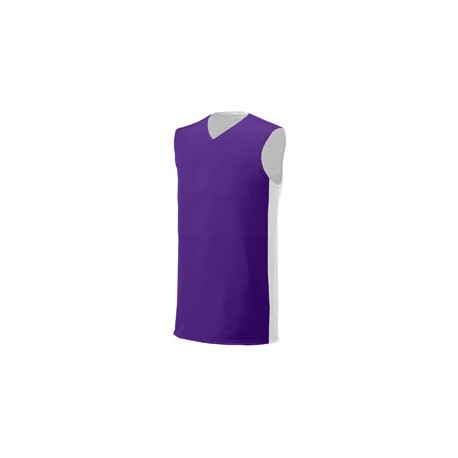 N2320 A4 N2320 Adult Reversible Moisture Management Muscle Shirt PURPLE/WHITE