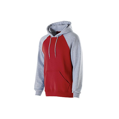229279 Holloway 229279 Youth Cotton/Poly Fleece Banner Hoodie RED/ATHLTC HTHR