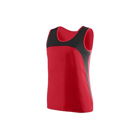 342 Augusta Drop Ship 342 Ladies' Wicking Polyester Sleeveless Jersey With Contrast Inserts RED/BLACK