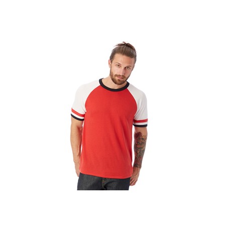 5093BP Alternative 5093BP Unisex Slapshot Vintage Jersey  T-Shirt RED/WHITE/BLK