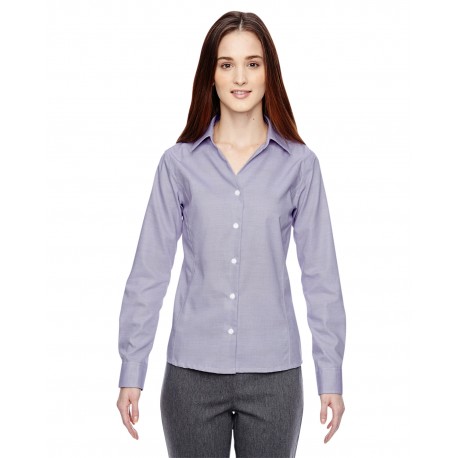 78690 North End 78690 Ladies' Precise Wrinkle-Free Two-Ply 80S Cotton Dobby Taped Shirt ROYAL PURPL 475