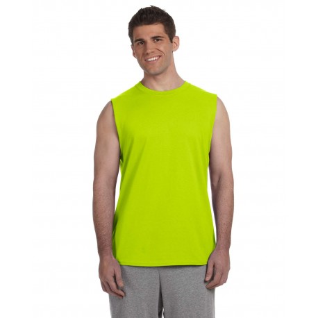 G270 Gildan G270 Adult Ultra Cotton Sleeveless T-Shirt SAFETY GREEN