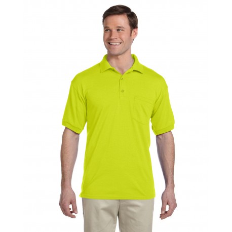 G890 Gildan G890 Adult 50/50 Jersey Polo With Pocket SAFETY GREEN