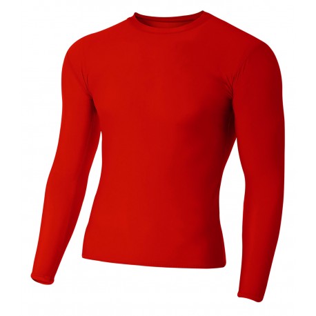 N3133 A4 N3133 Adult Polyester Spandex Long Sleeve Compression T-Shirt SCARLET