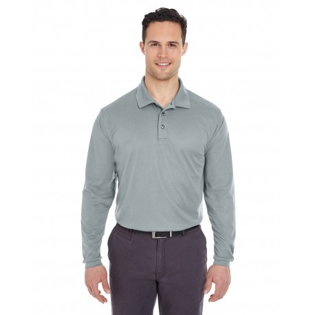 8210LS UltraClub 8210LS Adult Cool & Dry Long-Sleeve Mesh Pique Polo SILVER