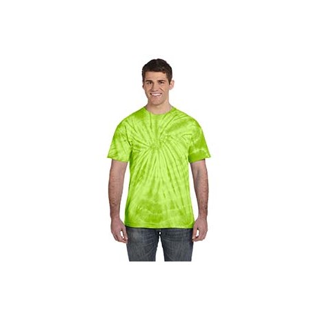CD101 Tie-Dye CD101 Adult 5.4 Oz. 100% Cotton Spider T-Shirt SPIDER LIME