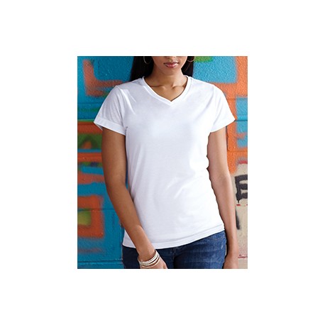 1507 Sublivie 1507 Ladies' V-Neck Sublimation T-Shirt WHITE