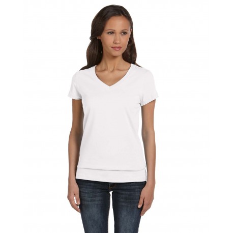 B6005 Bella + Canvas B6005 Ladies' Jersey Short-Sleeve V-Neck T-Shirt WHITE