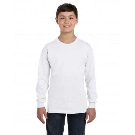 G540B Gildan G540B Youth Heavy Cotton Long-Sleeve T-Shirt WHITE