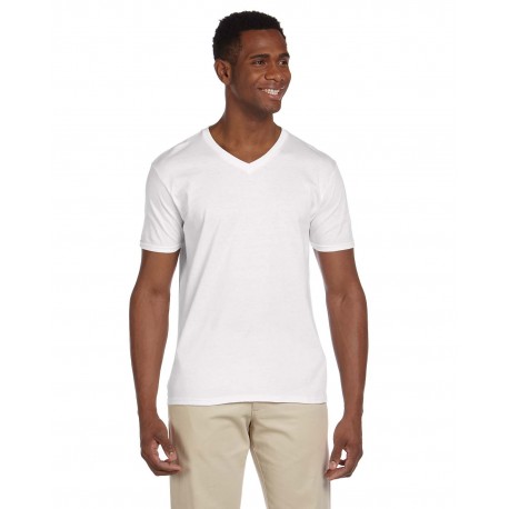 G64V Gildan G64V Adult Softstyle V-Neck T-Shirt WHITE