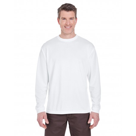 8401 UltraClub 8401 Adult Cool & Dry Sport Long-Sleeve T-Shirt WHITE