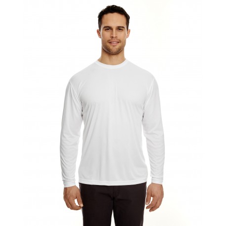 8422 UltraClub 8422 Adult Cool & Dry Sport Long-Sleeve Performance Interlock T-Shirt WHITE