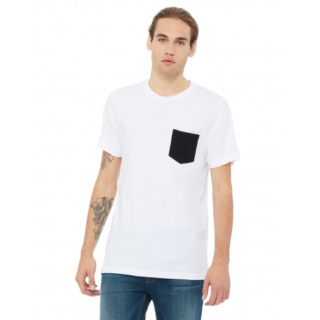 3021 Bella + Canvas 3021 Men's Jersey Short-Sleeve Pocket T-Shirt WHITE/BLACK