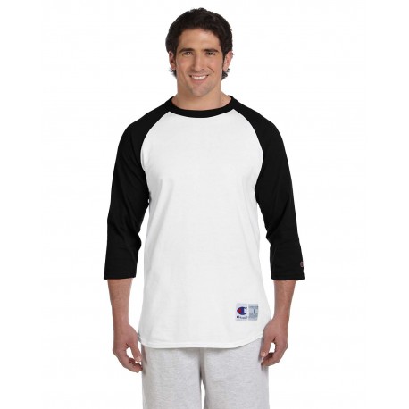 T1397 Champion T1397 Adult Raglan T-Shirt WHITE/BLACK