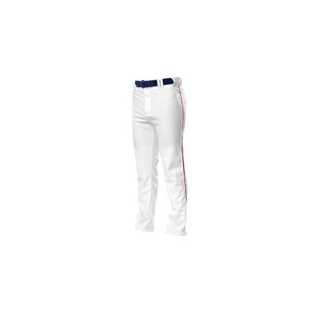 N6162 A4 N6162 Pro Style Open Bottom Baggy Cut Baseball Pants WHITE/CARDINAL