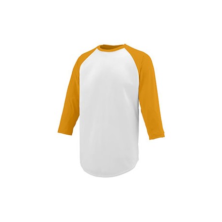 1506 Augusta Drop Ship 1506 Youth Wicking Polyester 3/4 Raglan Sleeve T-Shirt WHITE/GOLD
