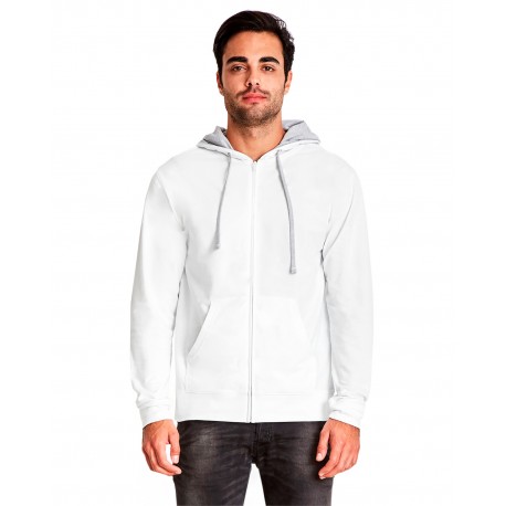 9601 Next Level 9601 Adult Laguna French Terry Full-Zip Hooded Sweatshirt WHITE/HTHR GRAY