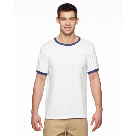 G860 Gildan G860 Adult Ringer T-Shirt WHITE/NAVY