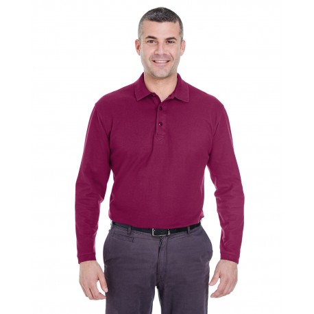 8542 UltraClub 8542 Adult Long-Sleeve Whisper Pique Polo WINE