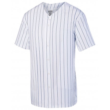 1686 Augusta Sportswear 1686 Youth Pin Strp Full Button Baseball Jersey WHITE/ NAVY