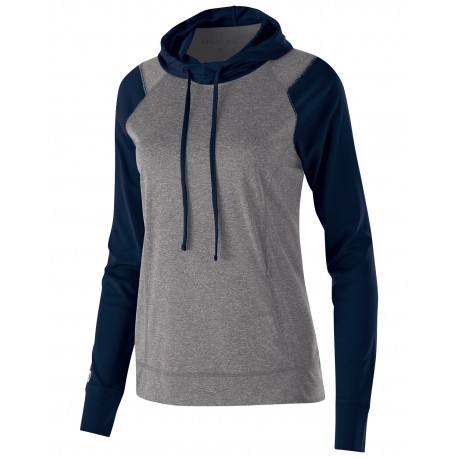 222739 Holloway 222739 Ladies' Dry-Excel Echo Performance Polyester Knit Training Hoodie GRAPH HTHR/ NAVY