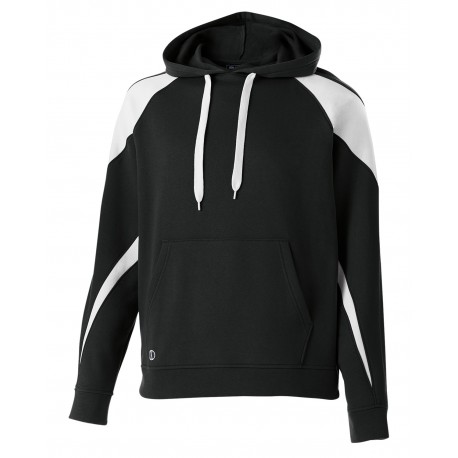 229546 Holloway 229546 Unisex Prospect Athletic Fleece Hooded Sweatshirt BLACK/ WHITE