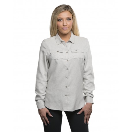 B5200 Burnside B5200 Ladies' Solid Flannel Shirt STONE