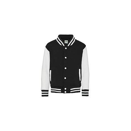 JHY043 Just Hoods By AWDis JHY043 Youth 80/20 Heavyweight Letterman Jacket JET BLACK/ WHITE