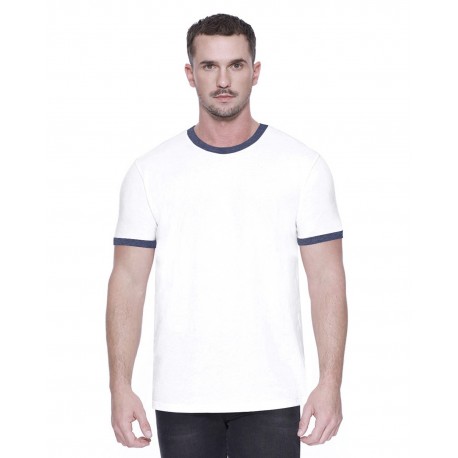 ST2431 StarTee ST2431 Men's Cvc Ringer T-Shirt WHITE/ NAVY HTHR