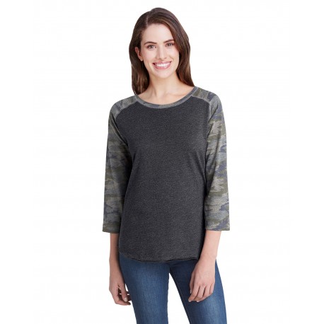 LA3530 LAT LA3530 Ladies'' Baseball T-Shirt VN SMKE/ VN CAMO